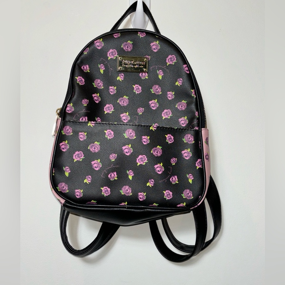 Juicy Couture 'Blooms at Night' Floral Rose Print Backpack Faux Leather Mini Bag